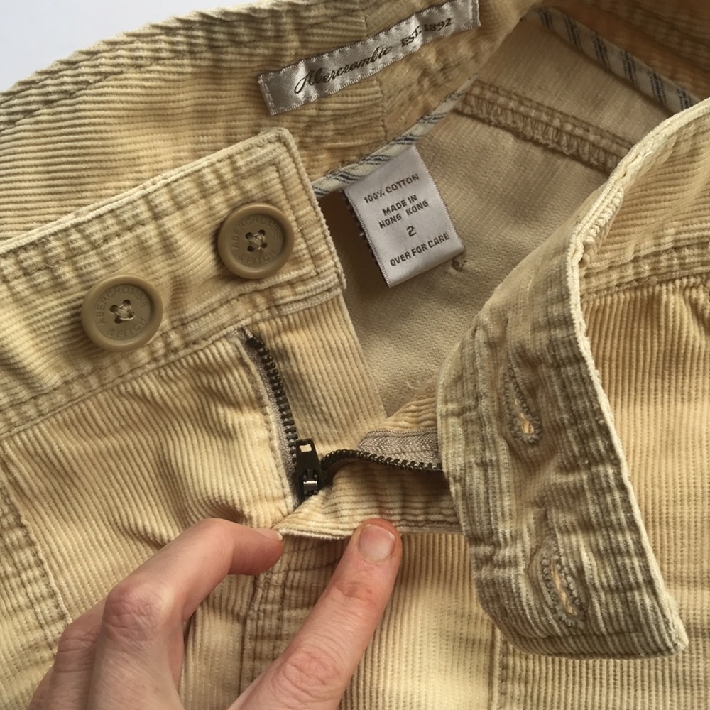 Vintage Abercrombie Fitch Y2k Corduroy Schoolgirl Academia Clueless Mini Skirt 2 - Picture 13 of 15